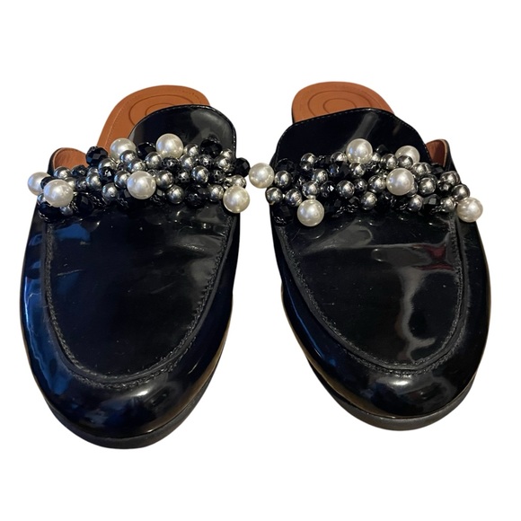 FitFlop 7.5 Serene Black Patent Leather Beaded Slides Flats - Picture 5 of 7